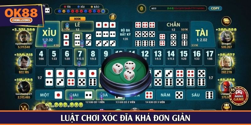 Luật chơi xóc đĩa khá đơn giản